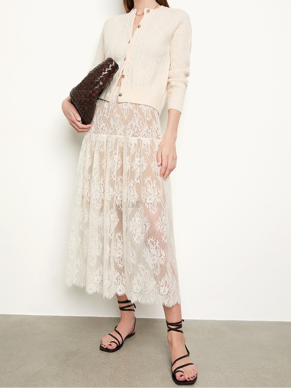 Doen NWOT Sebastiane Lace Skirt in Sea Salt